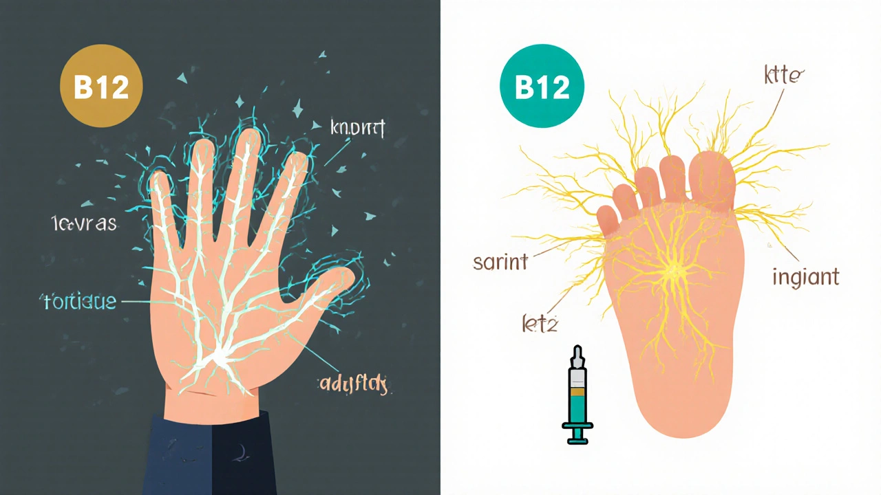A person with tingling nerves on one side, healed nerves on the other after B12 treatment.