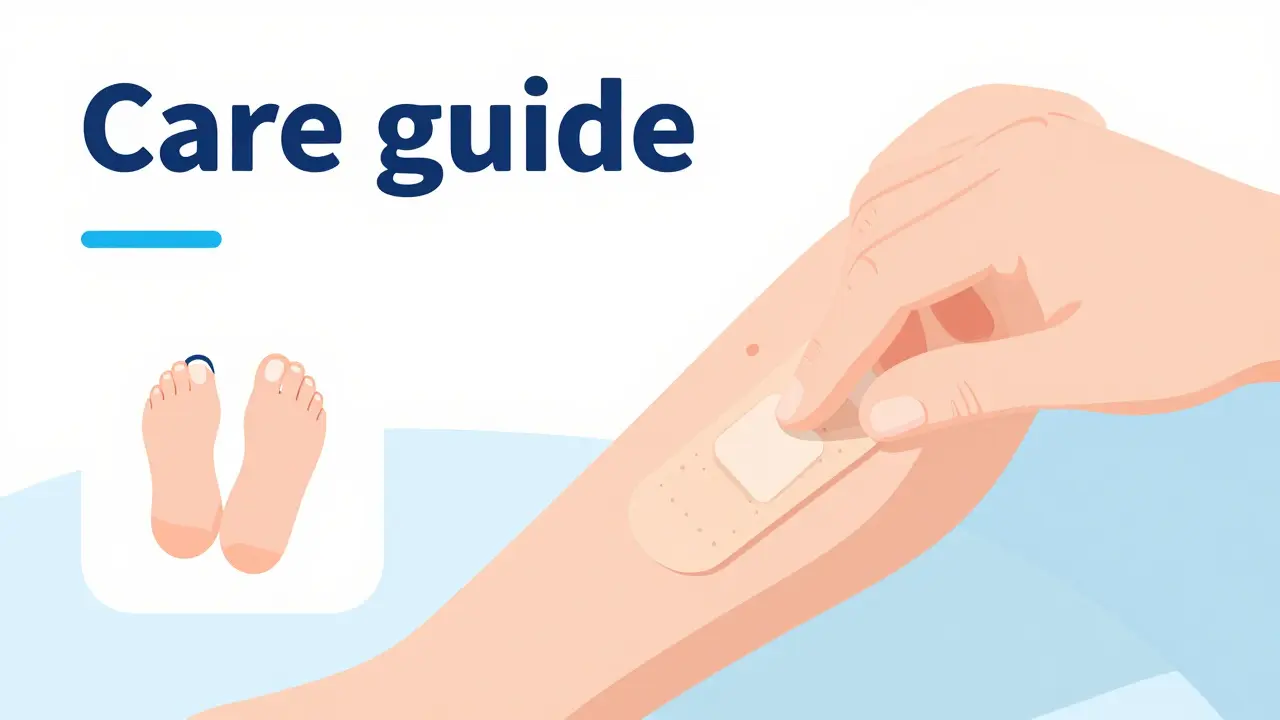 Illustration of a waterproof bandage being applied to a skin bump