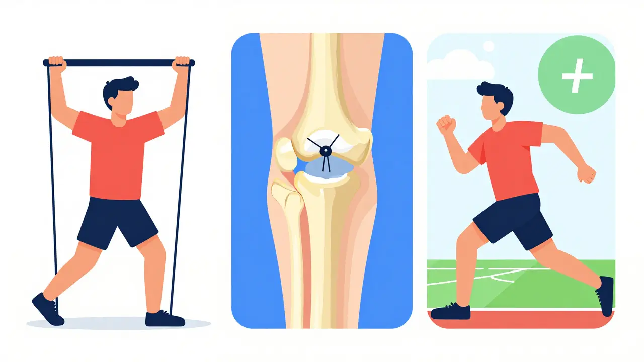 Sequence of athlete recovery through physical therapy and surgical repair to returning to sport
